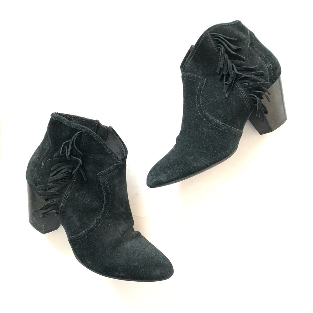 ASH Justin Black Suede Fringe Ankle Booties